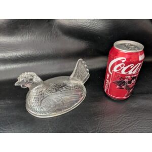 Vintage Clear Pressed Glass Hen on Nest Replacement Lid Farmhouse Decor